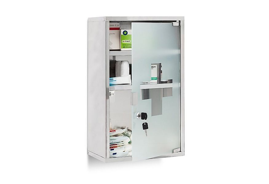 relaxdays Medizinschrank EMERGENCY Edelstahl XL günstig online kaufen