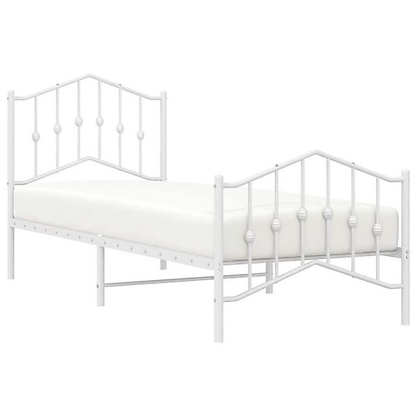 vidaXL Bett Bettgestell mit Kopf- und Fußteil Metall Weiß 90x200 cm günstig online kaufen