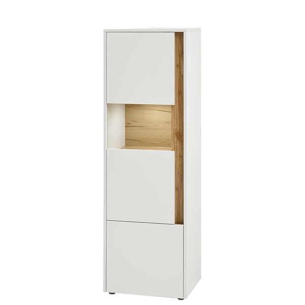 TV Wohnwand mit Schreibtisch Schrank Weiß und Wildeichefarben (fünfteilig) günstig online kaufen