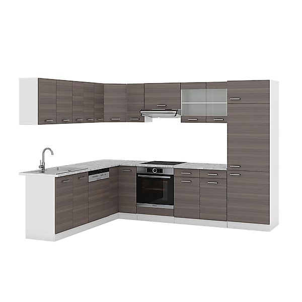Vicco R-Line Eckküche Edelgrau/Weiß 227 x 287 cm AP Marmor günstig online kaufen