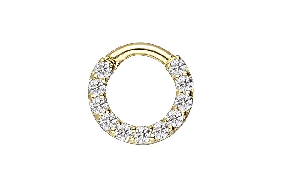 PIERCINGLINE Nasenpiercing 14/18 Karat Gold Segmentring Clicker EINGEFASSTE günstig online kaufen