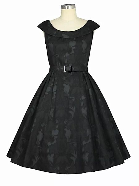 Schwarzes Retro Kleid mit großem Kragen günstig online kaufen