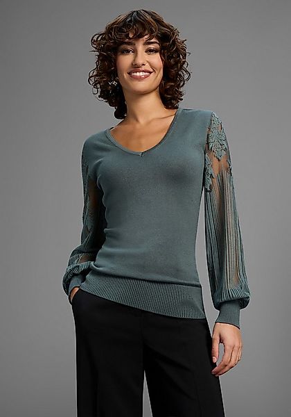 Melrose V-Ausschnitt-Pullover Feinstrickpullover mit Ärmeln aus hochwertige günstig online kaufen