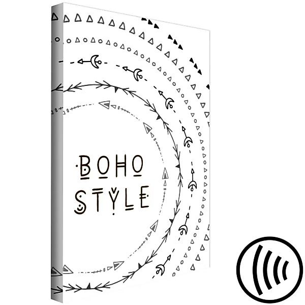 Leinwandbild Boho-Kreis - Schwarz-weiß Typografie mit einem Ornament XXL günstig online kaufen