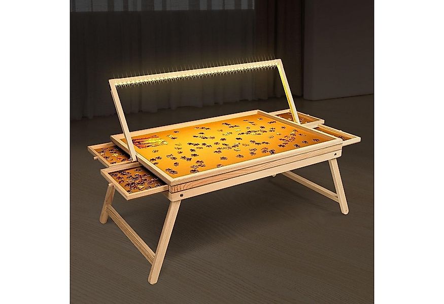 habeig Puzzlematte Puzzlebrett Puzzletisch für 1.000 Teile mit Licht Puzzle günstig online kaufen