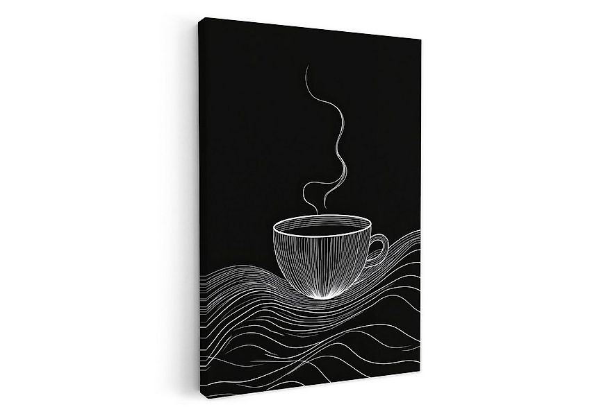 OneMillionCanvasses® Leinwandbild Strichzeichnung - Kaffeetasse - Schwarz - günstig online kaufen