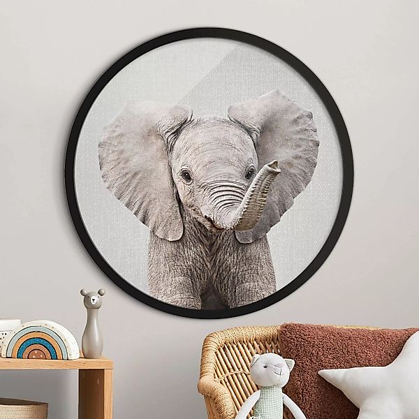Rundes Gerahmtes Bild Baby Elefant Elsa günstig online kaufen