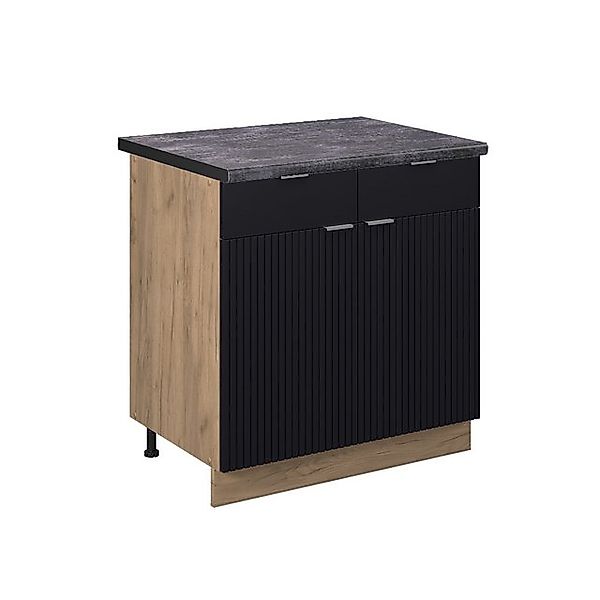 Vicco Unterschrank Fame-Line, Schwarz gestreift/Goldkraft Eiche, 80 cm, AP günstig online kaufen