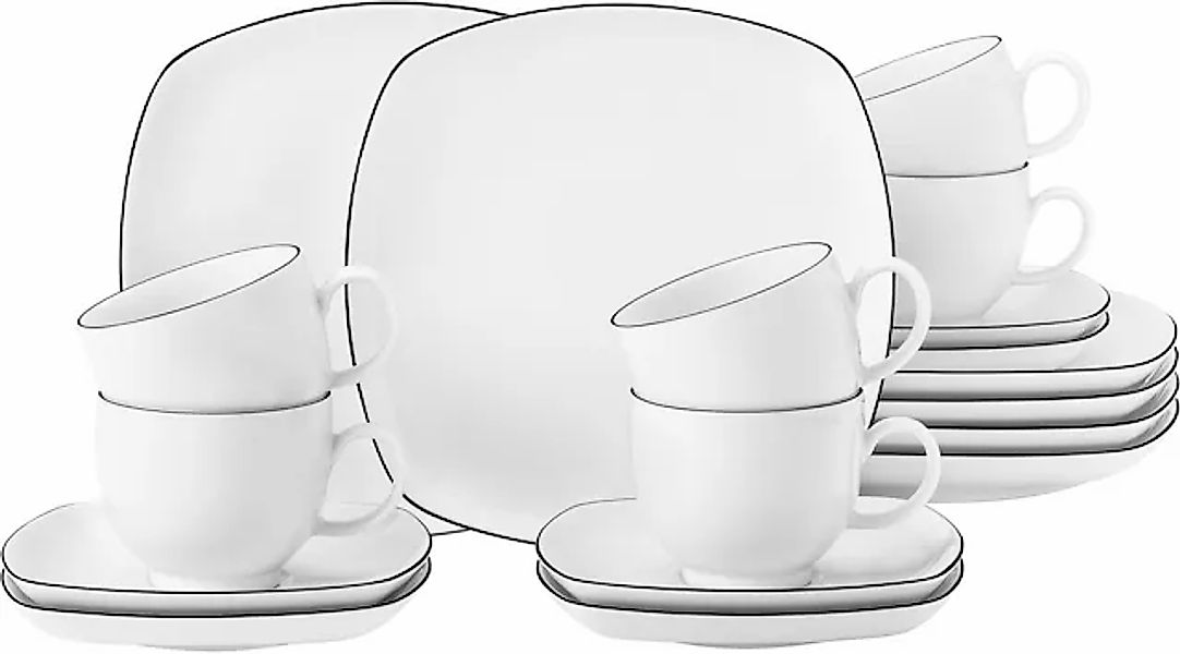 Seltmann Weiden Kaffeeservice »Geschirr-Set, Service Lido Black Line« Tasse günstig online kaufen