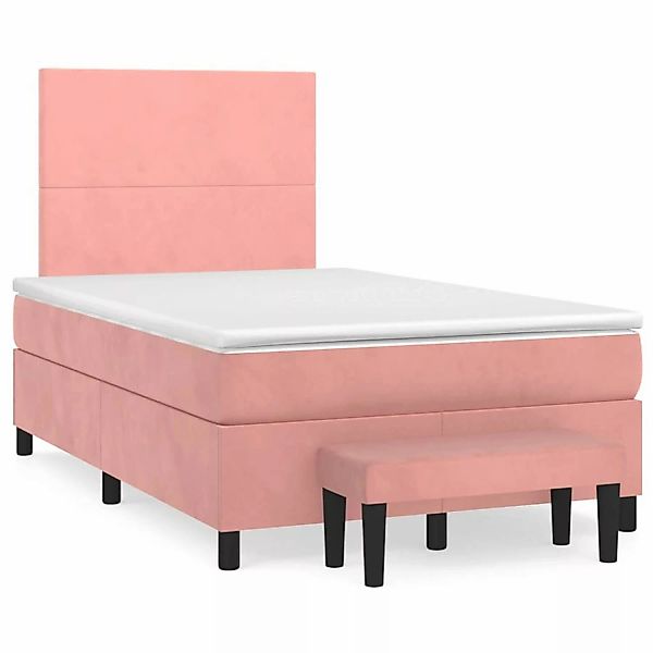 vidaXL Boxspringbett mit Matratze Rosa 120x200 cm Samt1399397 günstig online kaufen