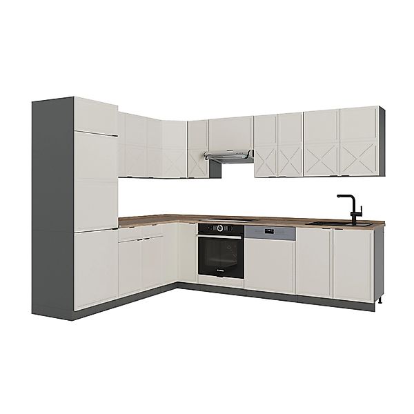 Vicco Fame-Line Eckküche GrauBeige/Anthrazit 227 x 287 cm AP Eiche günstig online kaufen