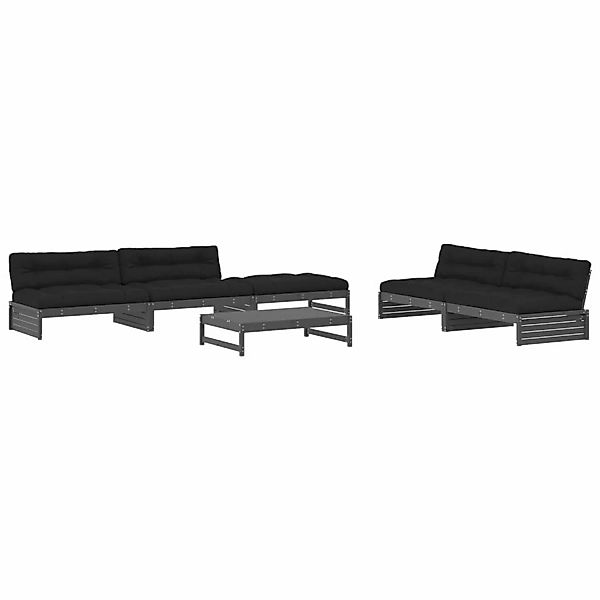 vidaXL 6-tlg Garten-Lounge-Set mit Kissen Grau Massivholz Modell 8 günstig online kaufen