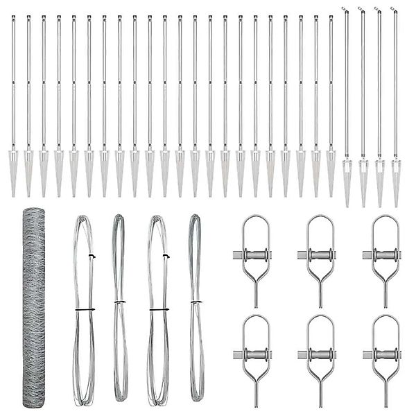 vidaXL Zaunpfosten Silber 50 x 1,4 m 36 mm Netz Stahl 3353422 günstig online kaufen