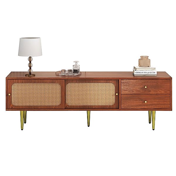 Merax Lowboard im Vintage-Stil mit Rattan günstig online kaufen