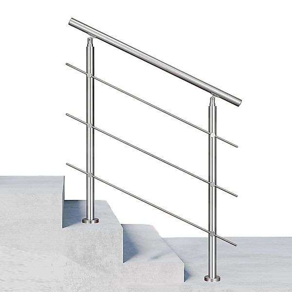 Duschparadies Edelstahl Geländer 120 cm mit 3 Querstäben für Innen und Auße günstig online kaufen