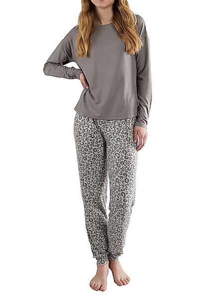 TOM TAILOR Pyjama TOM TAILOR Damen Pyjama grau bedruckt (1 tlg) günstig online kaufen