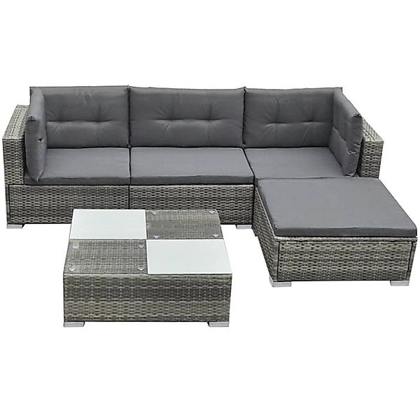 vidaXL 5-tlg Garten-Lounge-Set mit Kissen Poly Rattan Grau Modell 40 günstig online kaufen