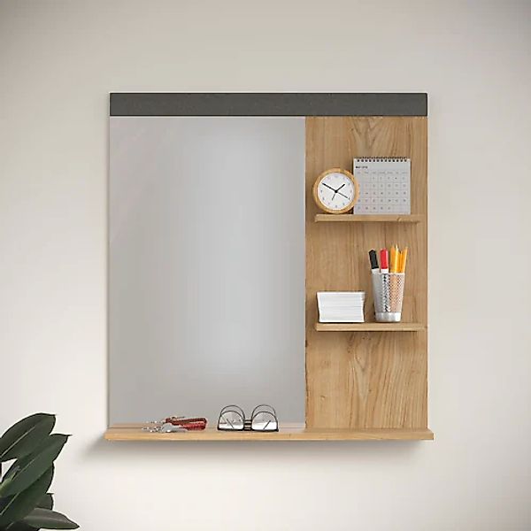 PLACES OF STYLE Garderobenspiegel »Belva« eichefarbener Wandspiegel mit 3 A günstig online kaufen