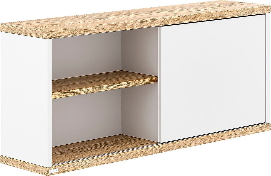 PAIDI Wandregal YOLANDA in Weiß mit Eiche-Dekor, 3 Fächer und Schiebetür, 8 günstig online kaufen
