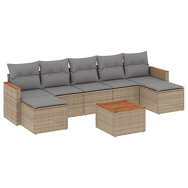 vidaXL 8-Tlg Garten-Sofagarnitur mit Kissen Beige Poly Rattan 3226241 günstig online kaufen