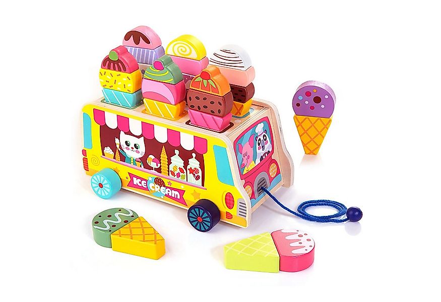 CLTYQ Lernspielzeug Holz-Eiswagen, Kaufladen Zubehör Montessori Spielzeug, günstig online kaufen