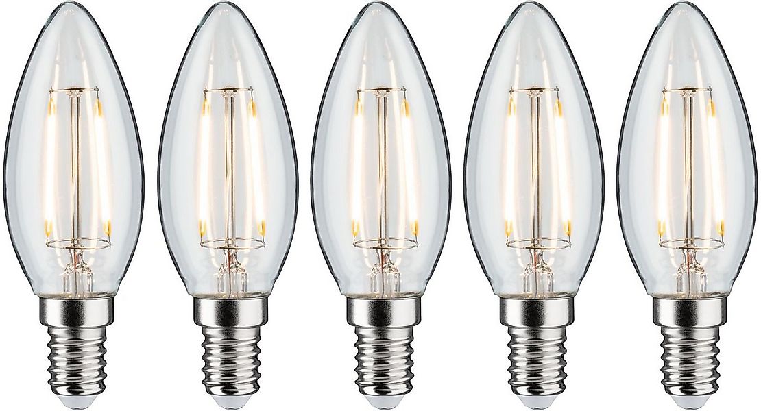 Paulmann LED-Filament 5er Pack 2,6W Kerze E14 klar 2700K, E14, 5 St., Warmw günstig online kaufen