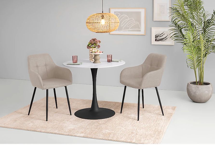 HELA Essgruppe "MOSEL" 3 Stk. tlg. Tisch 90x75 cm, Platte rund, gesinterter günstig online kaufen