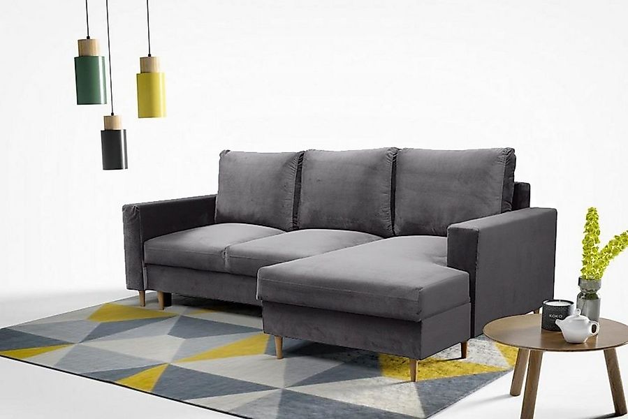 Beautysofa Polsterecke mit Schlaffunktion und Bettkasten DAVE, im Skandinav günstig online kaufen