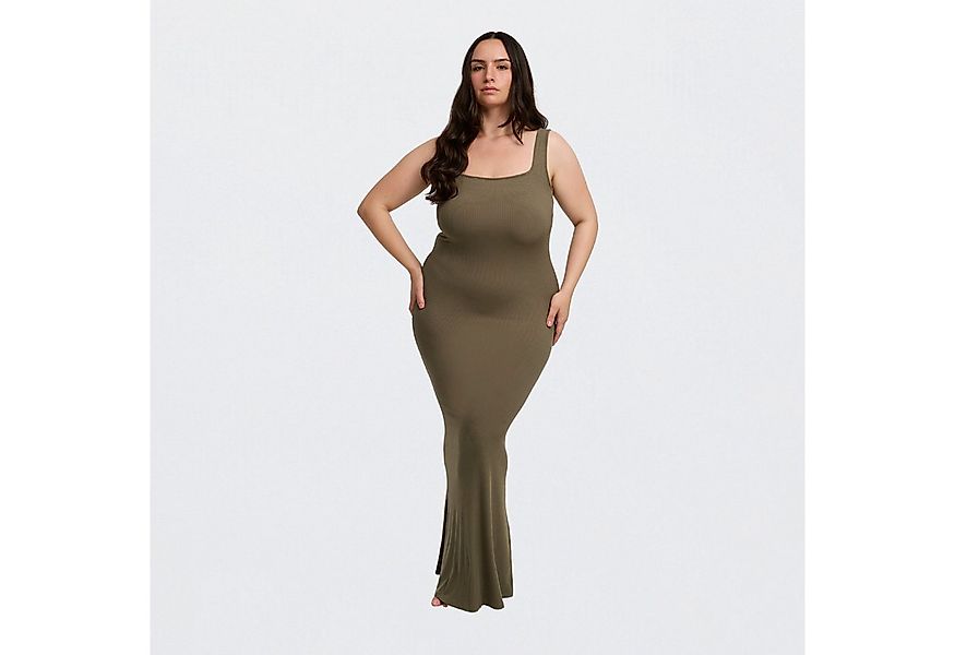 Creamy Fabrics Jerseykleid Ribbed Tank Top Maxikleid-Army Green-XS (1-tlg) günstig online kaufen
