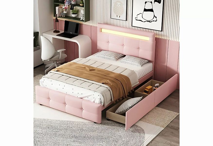 PHOEBE CAT Polsterbett (Einzelbett mit Lattenrost und 2 Schubladen), LED-Be günstig online kaufen