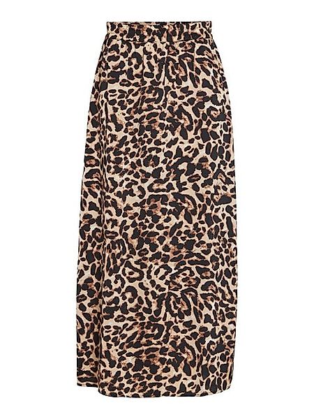 Vila Sommerrock Legerer Midi- Leopardenmuster High Waist Stretch Bund VILAI günstig online kaufen