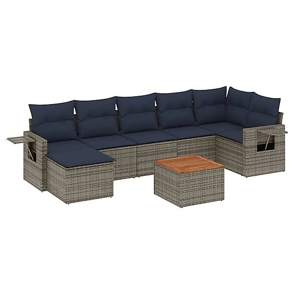 vidaXL 8-Tlg Gartensofa-Set mit Kissen Grau Polyrattan 3224675 günstig online kaufen