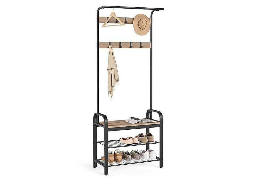 VASAGLE Garderobenständer Garderobe, mit Sitzfläche, 2 Gitterablagen günstig online kaufen