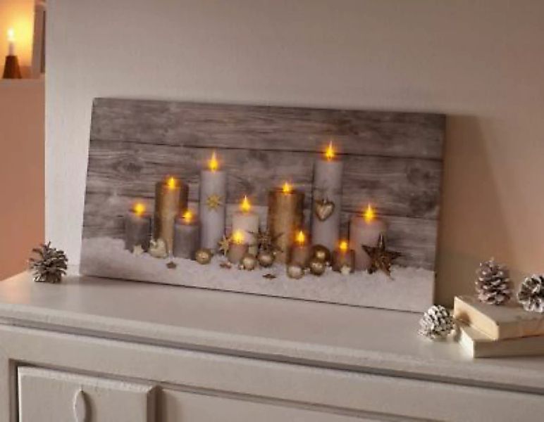 HOME Living LED-Bild Kerzenschein Leinwandbilder bunt günstig online kaufen