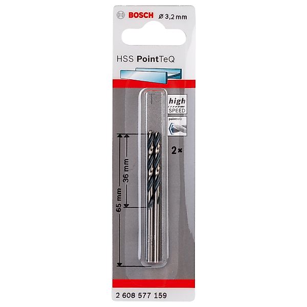 Bosch HSS-Spiralbohrer PointTeQ Ø 3,2 mm x 36 mm x 65 mm 2 Stück günstig online kaufen