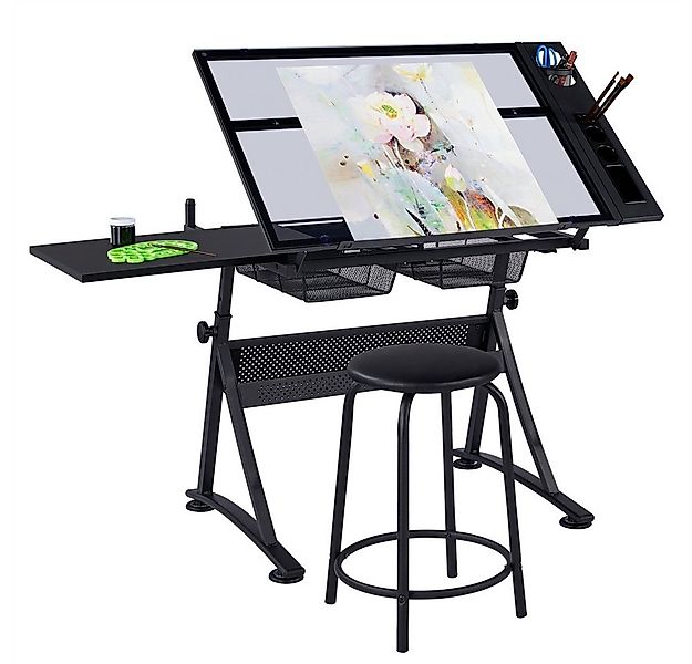 Yaheetech Zeichentisch, Höhenverstellbarer Schreibtisch mit kippbarer Tisch günstig online kaufen