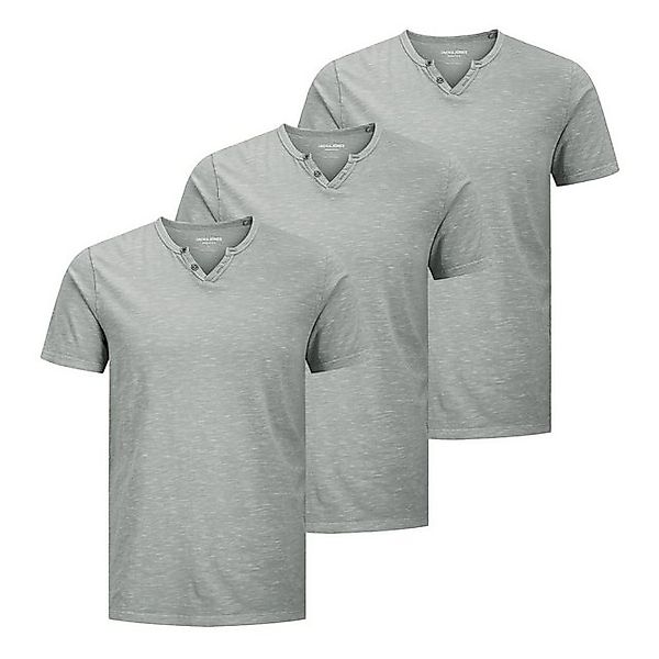 Jack & Jones T-Shirt 3er Pack Shirts mit Splitneck-Ausschnitt und zwei Deko günstig online kaufen