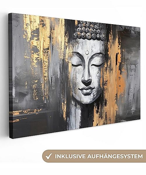 OneMillionCanvasses® Leinwandbild Buddha - Pinselstriche - Gold - Abstrakt, günstig online kaufen