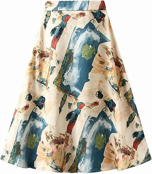 FIDDY A-Linien-Rock Röcke Damenrock mit hoher Taille und Blumendruck, mitte günstig online kaufen
