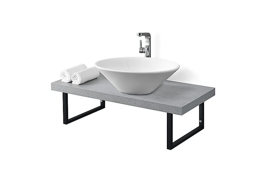 neu.haus Waschtisch, Waschtischplatte 100x45x30cm Handtuchhalter Betonfarbe günstig online kaufen