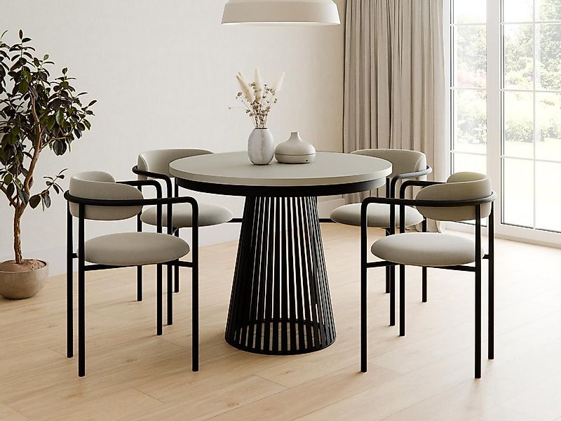 Compleo Esstisch Rund, Säulengestell mit Rillenstruktur DAST (TOPSELLER), A günstig online kaufen