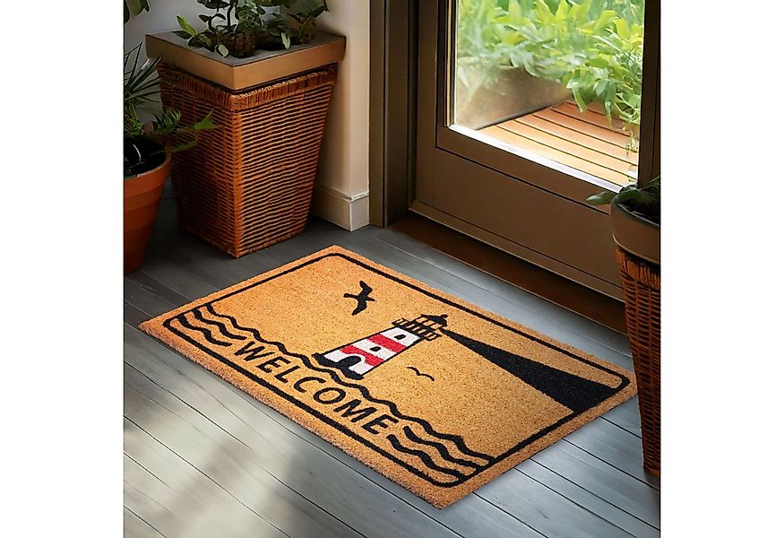 BRUBAKER Fußmatte Welcome mit Leuchtturm - 45 x 75 cm Schmutzfangmatte, Rec günstig online kaufen