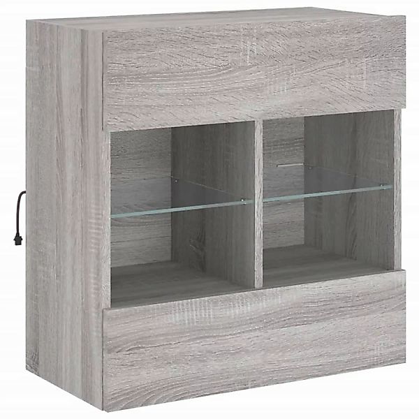 vidaXL TV-Schrank TV-Wandschrank mit LED-Leuchten Grau Sonoma 58,5x30x60,5 günstig online kaufen