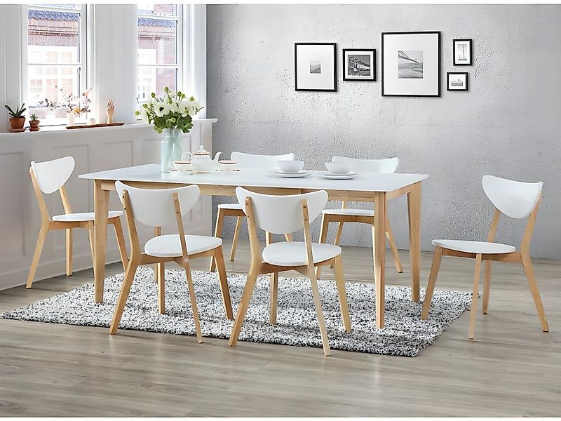Stuhl 2er-Set - MDF & Kautschukholz - Weiß - CARINE günstig online kaufen
