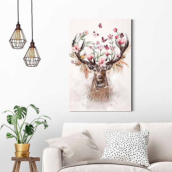 Reinders! Deco-Panel Hirsch in Blumen günstig online kaufen
