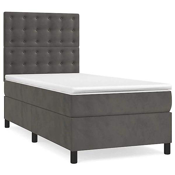 vidaXL Boxspringbett mit Matratze & LED Dunkelgrau 100x200 cm Samt 3136348 günstig online kaufen