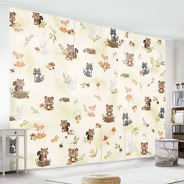 Bilderdepot24 Schiebegardine modern Flächenvorhang blickdicht Waldtiere günstig online kaufen
