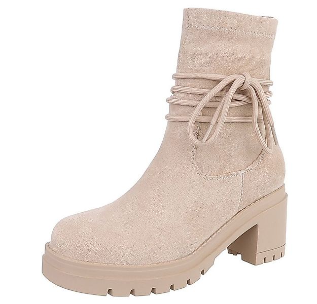 Ital-Design Stylish Blockabsatz Boot mit Schnürung für Damen Plateaustiefel günstig online kaufen