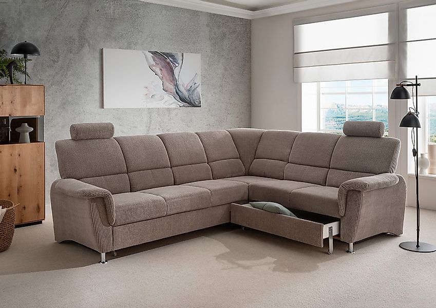 Home affaire Ecksofa »Pisa L-Form, mit Schlaffunktion, Stauraum, 2x höhenve günstig online kaufen