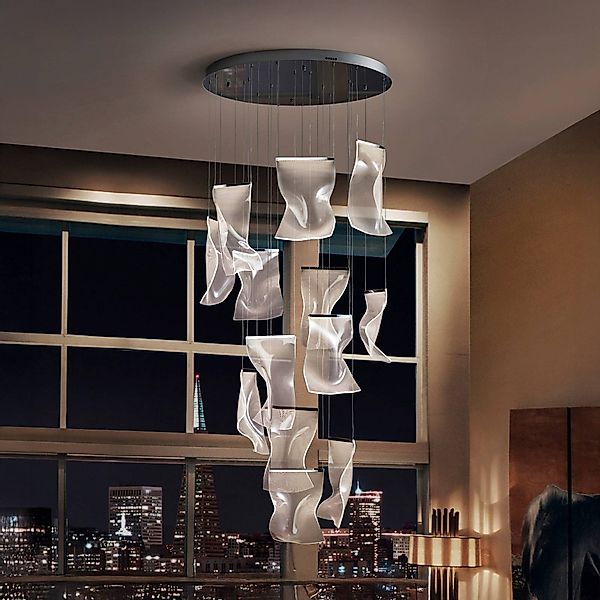 LED-Hängeleuchte Velos II, 13-fl., chrom, dim, Kunststoff günstig online kaufen